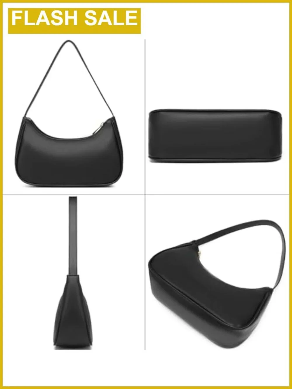 Vegan Leather Hobo Sling Tote Handbag with Zipper Closure Retro Shoulder Purse